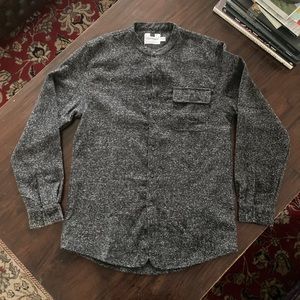 TopMan Thick Polyester Dark Starry Grey Button Down